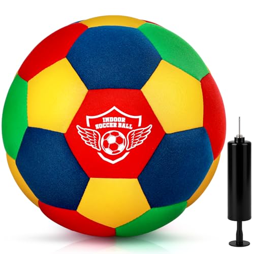 Jofuni Indoor-Fußball-Trainingsball für Zuhause, Standardgröße 4, weicher und sicherer Fußball für Teenager von 3–12, Dribbling, Training(Size 4)