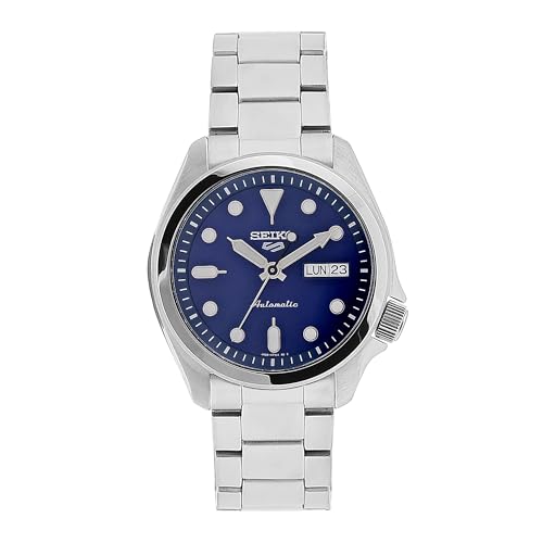 Seiko 5 Sports Armbanduhr Herren, Silber Blau, Edelstahl, Hardlexglas, Durchmesser 40mm, 10bar, SRPE53K1
