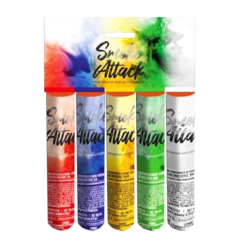 h2i Rauch Vulkan Fontäne | 5 Stück | Smoke Color Mix | +/- 35 sek | Smoke Tube Rauchfackel Rauchtopf Rauchgenerator Rauchbombe mit dichtem kräftigem Rauch Í Ganzjahresfeuerwerk Kat T1/F1