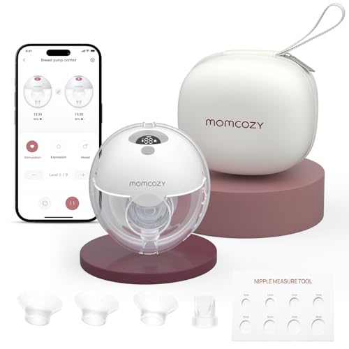 Momcozy M5Smart Milchpumpe Elektrische, handsfree App-steuerbar 1 Pack Grau