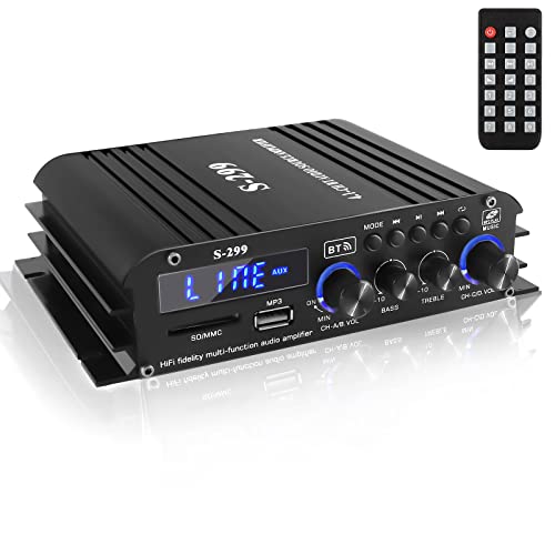 Etlephe 4.1 Kanal 1600W Mini Verstärker,Bluetooth 5.0 Verstärker 50Wx4 + aktiver Subwoofer, Hi-Fi Integrierter Lautsprecherverstärker Home Audio Empfangssystem,für Zuhause oder Ihr Auto