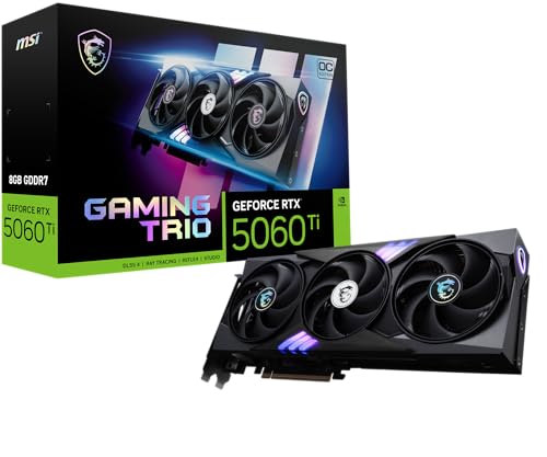 MSI Gaming RTX 5060 Ti 8G Gaming Trio OC Grafikkarte (8GB GDDR7, TBA-Bit, Extreme Performance:TBA MHz, DisplayPort x3 2.1a, HDMI 2.1b, NVIDIA Blackwell Architecture)