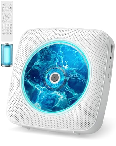 KOVCDVI CD Player Tragbar Bluetooth Radio mit CD-Player mit Lautsprecher Unterstützung USB & AUX-Wiedergabe mit Fernbedienung Staubschutzhülle Weiß