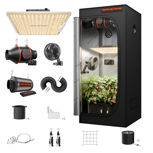 Spider Farmer 70x70x160cm SF1000 Growzelt Komplett Set mit Drehzahlregler