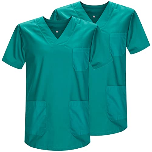 MISEMIYA - Packung 2 STK. - SANITÄRE CASACA Unisex SANITÄRE Uniformen SANITÄRE UNIFORM MEDIZINISCHE UNIFORM - Ref. 817 * 2 - Large, Grün 21