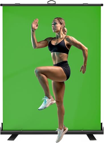 WASJOYE tragbarer grüner Hintergrund, Greenscreen Professioneller Chromakey-Hintergrund für Fotografie, Video, Live Gaming-Streaming,Virtual Studio, TikTok VTuber, 150x200 cm