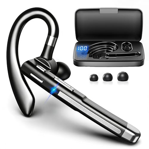 Headset Bluetooth 6.1 CVC8.0 Noise Cancelling In Ear Kopfhörer 100 Std Kabellos Kopfhörer mit Dual Mikrofon LED Ladebox Zwei-Geräte-Verbindung Freisprech Handy Ohrhörer für Autofahren/Business/Büro