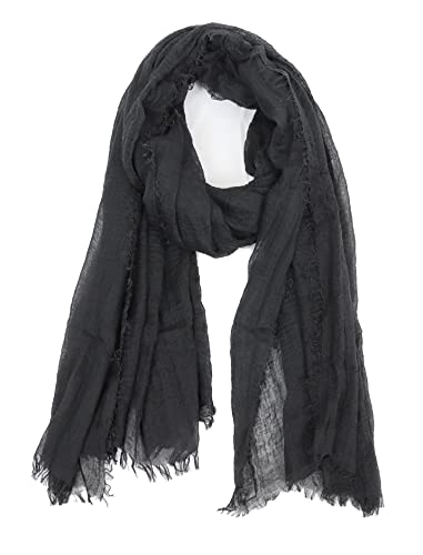 Van Der Rich ® - Schal mit fein gekreppter Oberfläche für Damen und Herren (20-Schwarz, One Size)