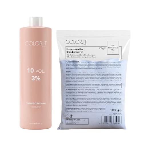COLOR.IT by BM Blondier-Set 1000ml Creme-Entwickler und 500g Blondierpulver (3%, 1er Pack)
