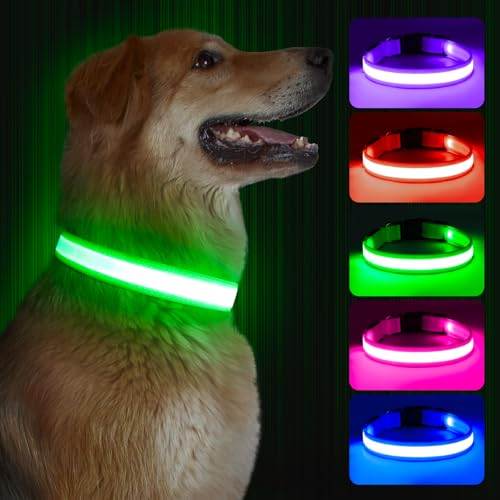 Kpuplol Leuchthalsband Hund, Hundehalsband Leuchtend, Wiederaufladbar Hundehalsband Leuchtend LED Halsband für Hunde Einstellbare Größe, 3 Beleuchtungsmodi für Kleine Mittlere Große Hunde