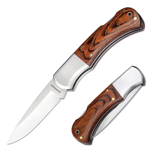 Magnum Handwerksmeister 1 - kleines EDC Taschenmesser mit 440A Klinge - hochwertiges 42a konformes EDC Klappmesser mit Pakkaholz Griff - Every Day Carry Messer mit Clip in Geschenk-Box
