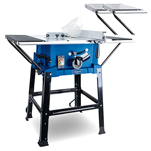 Scheppach Tischkreissäge HS110 inkl. 2. Sägeblatt | 2000W / 230V | Schnitthöhe 87mm | Ø 254mm 24Z | Tischverbreiterungen und Untergestell | Tischgröße mit Verbreiterung 630 x 930 mm | Tischhöhe 870mm