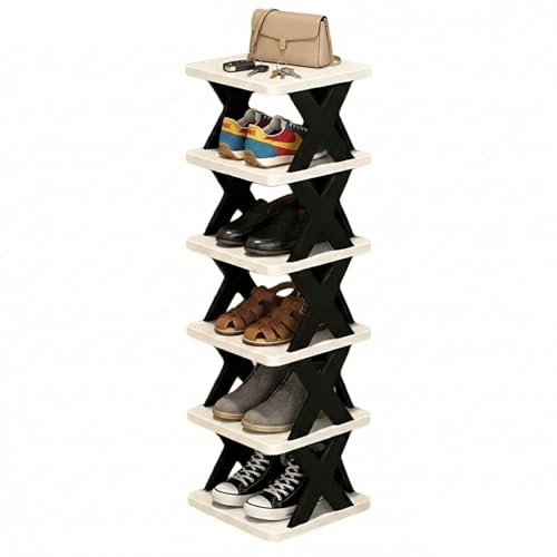Yxmohala Schuhregal Schuhhalter 6 Ebenen, Schuh Regal Stapelbar, Schuhablage Flur Schmales Schuhständer, Platzsparend Schuhschrank Schuhaufbewahrung Shoe Rack, für Flur, Eingangsbereich, Kleiner Raum