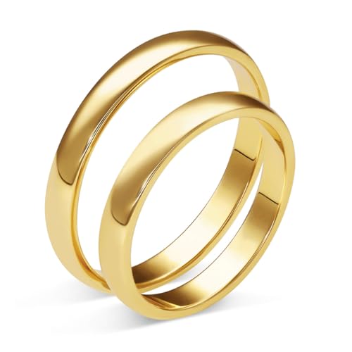 mosa & co. - Trauringe Gold 585 mit 3 mm Breite im Paarpreis für Sie und Ihn inkl. Gravur - Modell Classic - Vollmassive Echtgold 14k Eheringe Hochzeitsringe Verlobungsringe Partnerringe