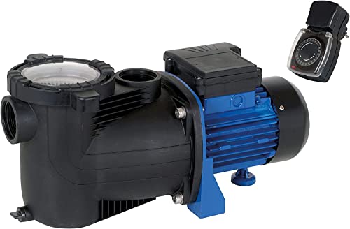T.I.P. Poolpumpe - Filterpumpe - Umwälzpumpe mit Vorfilter (40 m³ Beckengröße, 13.000 l/h Fördermenge, inkl. Timer, 12 m Förderhöhe, 1,2 bar Druck, 600 W, Selbstansaugend) SPP 600 FT, 30444