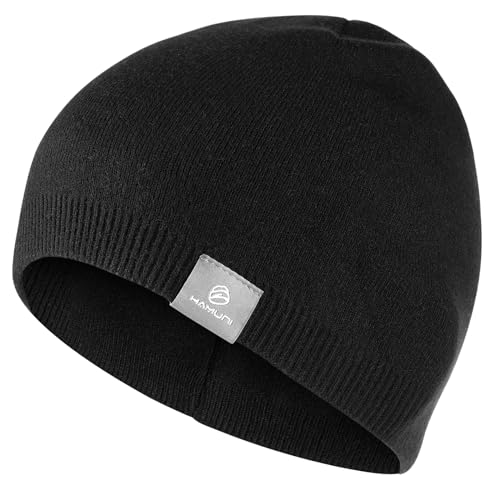 YANIKY Strickmütze Damen Thermo Winter Mütze Herren Beanie Mütze Weich Sportmütze Atmungsaktiv Wintermütze für Herren und Damen (Schwarz)