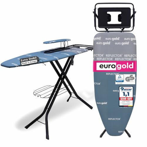 EUROGOLD Großes XXL Bügelbrett für Dampfbügelstation 130x48 cm, Sydney Grey