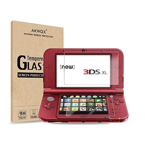 2 IN 1 Schutzfolie für Nintendo 3DS XL Akwox 9H Härtegrad Panzerfolie Displayschutz Glasfolie Stoßfest Kratzfest HD