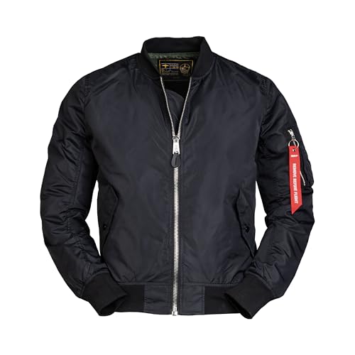 Mil-Tec US Fliegerjacke MA1® Summer • Leichte Herren Bomberjacke im US Air Force Stil • Windfeste Pilotenjacke • Als Herbstjacke, Frühlingsjacke. Übergangsjacke • In Schwarz, Größen S-3XL