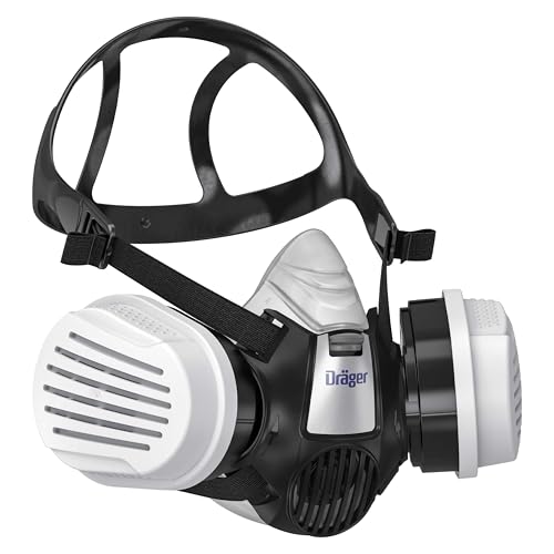 Dräger X-plore 3300 Chemiearbeiterset, Atemschutzmaske mit A1B1E1K1 Hg P3 Kombi-Filter – Halbmaske für Chemiearbeiten, zuverlässiger Schutz gegen Dämpfe, Gase und Fein-Staub, Größe M