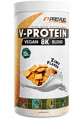 Vegan Protein – Zimt-Flakes - V-Protein 8K Blend - unglaublich lecker & cremig - mit Protein aus Sonnenblume, Reis, Erbse, Hanf, Kürbis uvm. - pflanzliches Proteinpulver mit 79% Eiweiß