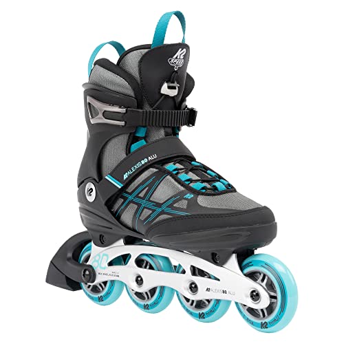 K2 Skates Damen Inline Skates Alexis 80 ALU, Grey - Cyan, 30G0417.1.1.070