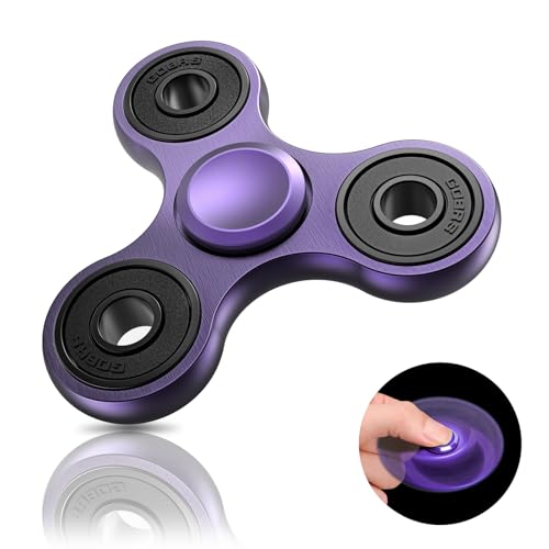 Coolden Fidget Spinner Metall Fidget Toys EDC Hand Spinner Hochwertig Schleuderzeit 2-5 Min Angst Anti Stress Spielzeug Geschenk für Kinder Erwachsene Edelstahl Finger Kreisel für Büro Schule Lila