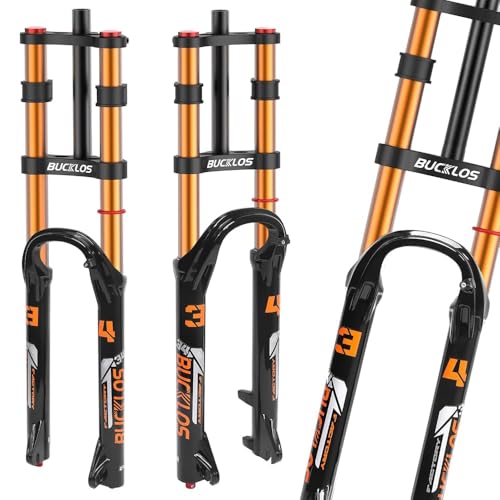AEYINO 26/27,5/29„ Luftfedergabel MTB 180 mm Federweg, Doppelkrone Mountainbike 34 mm Standrohr 1-1/8“ Gewindefrei Gerades Rohr 9 * 100 mm Schnellspanner XC AM Fahrrad Vorderradgabel (29)