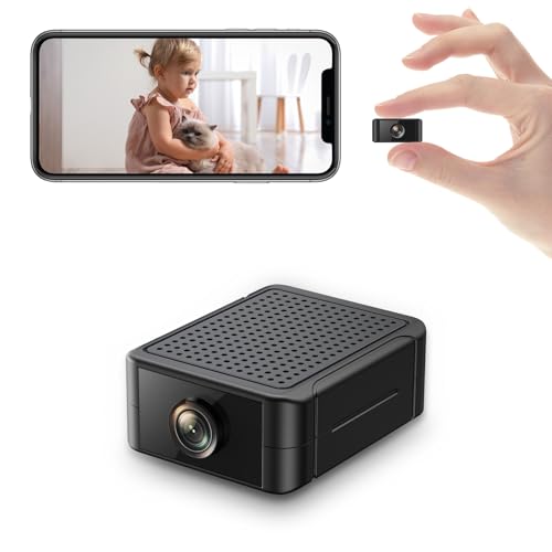 Liretope Mini Kamera, 4K HD WLAN Überwachungskamera Innen Für Live Übertragung Handy APP, WiFi Camera Nachtsichtkamera mit Bewegungsmelder/Lange Batterielaufzeit/Cloud-Speicherplat