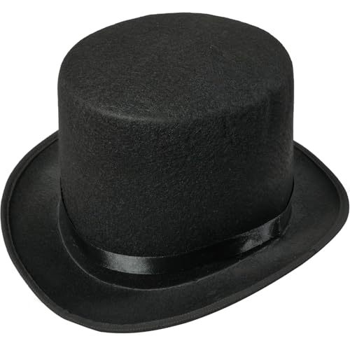 WANGWANG Zylinder Hut in Schwarz, Melone Hut, Zaubererhut, Zylinder Fasching für Zauberer, Karneval, Steampunk, Gentleman, Theater, Partyhut