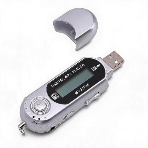 Sxhlseller USB MP3 Player, Digitaler Musikplayer mit LCD Display, Unterstützt MP3 und WMA, USB Musikplayer mit TF Karte Bis zu 32 GB, Automatische Abschaltung, AA Batterie, für den (Silver)