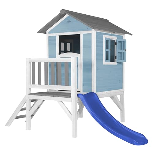 AXI Spielhaus Beach Lodge XL in Blau mit Rutsche in Blau | Stelzenhaus aus FSC Holz für Kinder | Kleiner Spielturm für den Garten