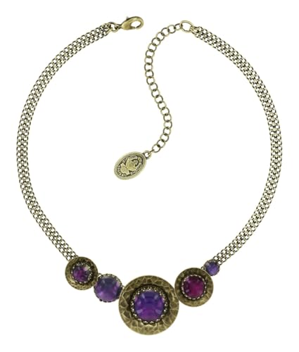 Konplott: Collier Honey Drops in Space, modernes auffallendes Schalencollier in gehämmert mit runden Glasdrops, für Damen/Frauen (lila)