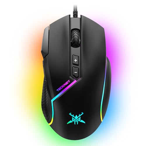 TECKNET Kabelgebundene Gaming Maus,12800 DPI Einstellbar Mouse