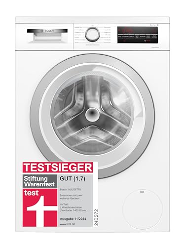 Bosch WUU28T70, Serie 6, Waschmaschine 8 kg, 1400 UpM, Unterbaufähig, schneller waschen mit SpeedPerfect, Nachlegefunktion, Hygiene Plus, VarioTrommel, Leise dank EcoSilence Drive, LED-Display, Weiß