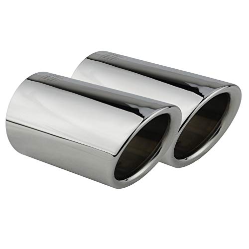 L&P A290 2 Auspuffblenden Auspuffblende Chrom Edelstahl spiegel poliert Plug&Play Endrohrblenden Endrohrblende Auspuff Blende für 60mm Endrohre