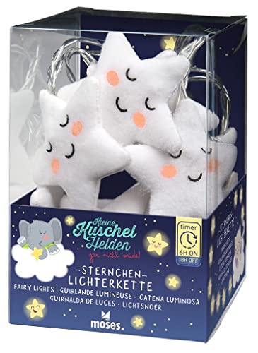 moses. Kleine Kuschelhelden Sternchen-Lichterkette, warmweiße LED-Lichterkette mit Sternen für Kinder,batteriebetrieben, Timerfunktion, 1,6 m Länge