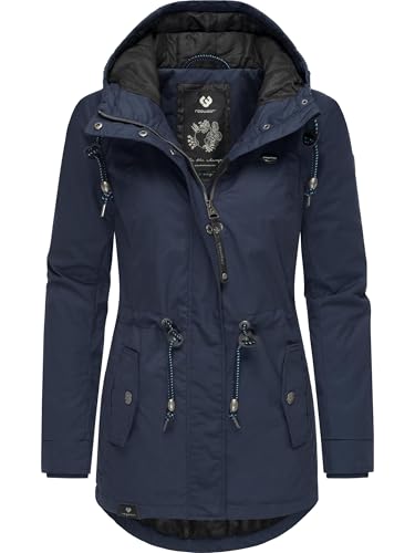 Ragwear Damen Winterjacke warmer Kurzmantel mit Kapuze Monadis Black Label Intl Navy22 Gr. M