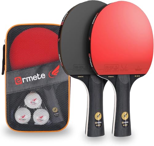 Tischtennis Set, 2 Tischtennisschläger Profi, 3 Tischtennis Bälle und Tragetasche, Ping Pang Set Ideal für Anfänger, Familien und Profis