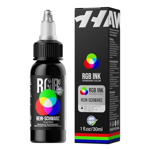 HAWINK Tattoo Farbe 1oz (30ml) Rein Schwarz Tattoo Tinten für Tattoo-Künstler und Anfänger Professionell Tattoo Zubehör TI205DE-30-001