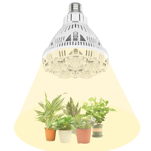 SANSI 24W LED Pflanzenlampe Vollspektrum, E27 Weiß Pflanzenlicht für Zimmerpflanzen, Grow Light mit High PPFD 117,06μmol/s/㎡@1ft, Wachstumslampe für Gewächshäusern,Innengärten, Blumen, Gemüse, Obst