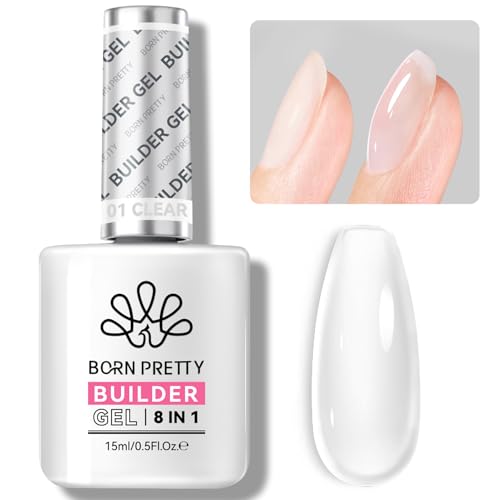 Born Pretty Builder Nail Gel - 8 in 1 Clear Quick Builder Gel für Nägel In a Bottle Aufbaugel für Gelnägel Base Top Coat Poly-Nagelgel Verlängerungsgel Verstärkungsgel Nagelkleber