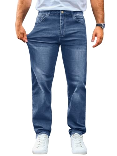 Runcati Jeans Herren Regular Fit Jeanshose Freizeit Stretch Denim Hosen Männer Lässig Basic Hose Blau XXL