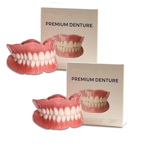 Tuvilo Zahnprothesen, Tuvilo Premium Zahnprothesen, Ober- und Unterkieferprothesen, weiches und sicheres, formbares Prothesen-Set, Silikon-Unterfütterungsset für Männer und Frauen (2set)