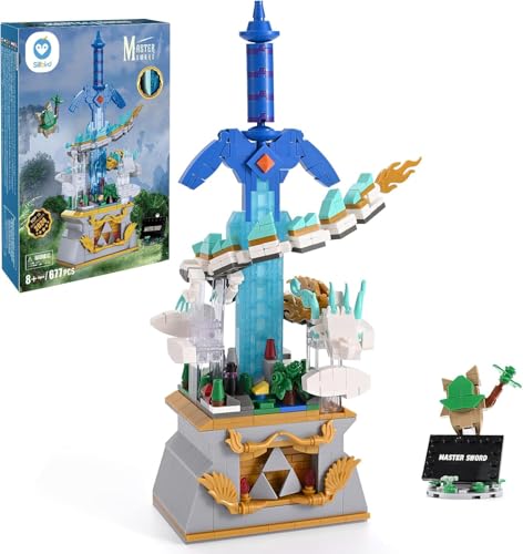 Sillbird Master Schwert Baukasten mit Drache, Hyrule Sammlung Display Modell für Spielefans, leuchtender Klemmbausteinen Meisterschwert, Ideen Geschenke für Kinder ab 8 Jahren (677 Stück)