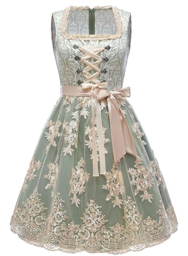 PLWEDDING Oktoberfest-Outfits für Damen, Dirndlkleider, deutsche Oktoberfestkleider, bayerisches Karnevalskostüm, Cosplay-Kleid(Grün,XS)