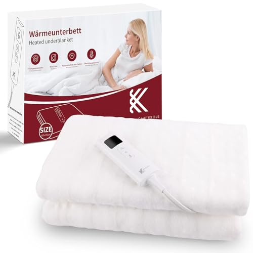 REDKEY Wärmeunterbett mit Abschaltautomatik, Heizdecke Unterbett mit 7 Temperaturstufen, Heizunterbett mit Überhitzungsschutz, waschbar, 160x130 cm, Befestigungsgurte