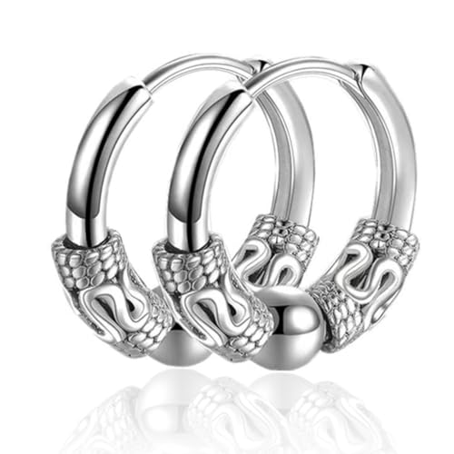 Clyhon Creolen Medizinischer Edelstahl Vintage Perforierter Knorpelschmuck Ohrring Creolen Geeignet für Männer und Frauen Punk Hip Hop Ohrringe Hypoallergen Silber