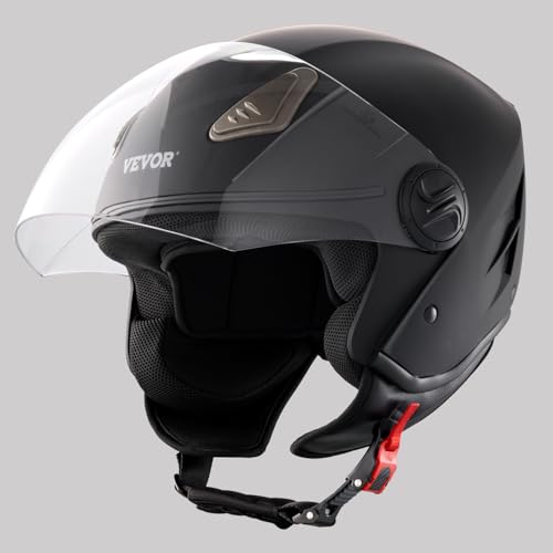 VEVOR Motorradhelm Motocross-Helme 3/4 Gesicht Größe M, Helme aus ABS mit Bluetooth-Kommunikation & Wechselglas, ECE-geprüfter bequemer Motocross-Helm, für Jugendliche & Erwachsene schwarz