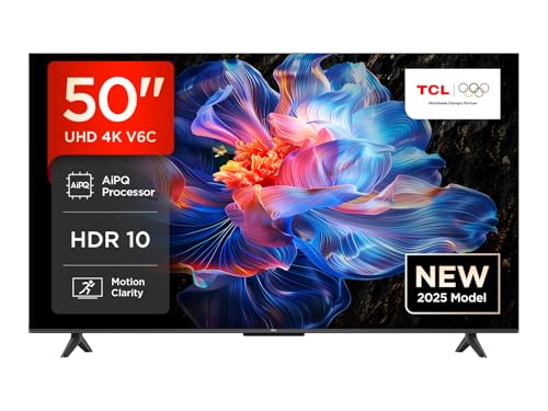 TCL 50V6C 50 Zoll Direct LED TV, 4K HDR Fernseher, Smart TV mithilfe von Google TV (Dolby Audio, Motion Clarity, Kompatibel mit Google Assistant & Alexa)